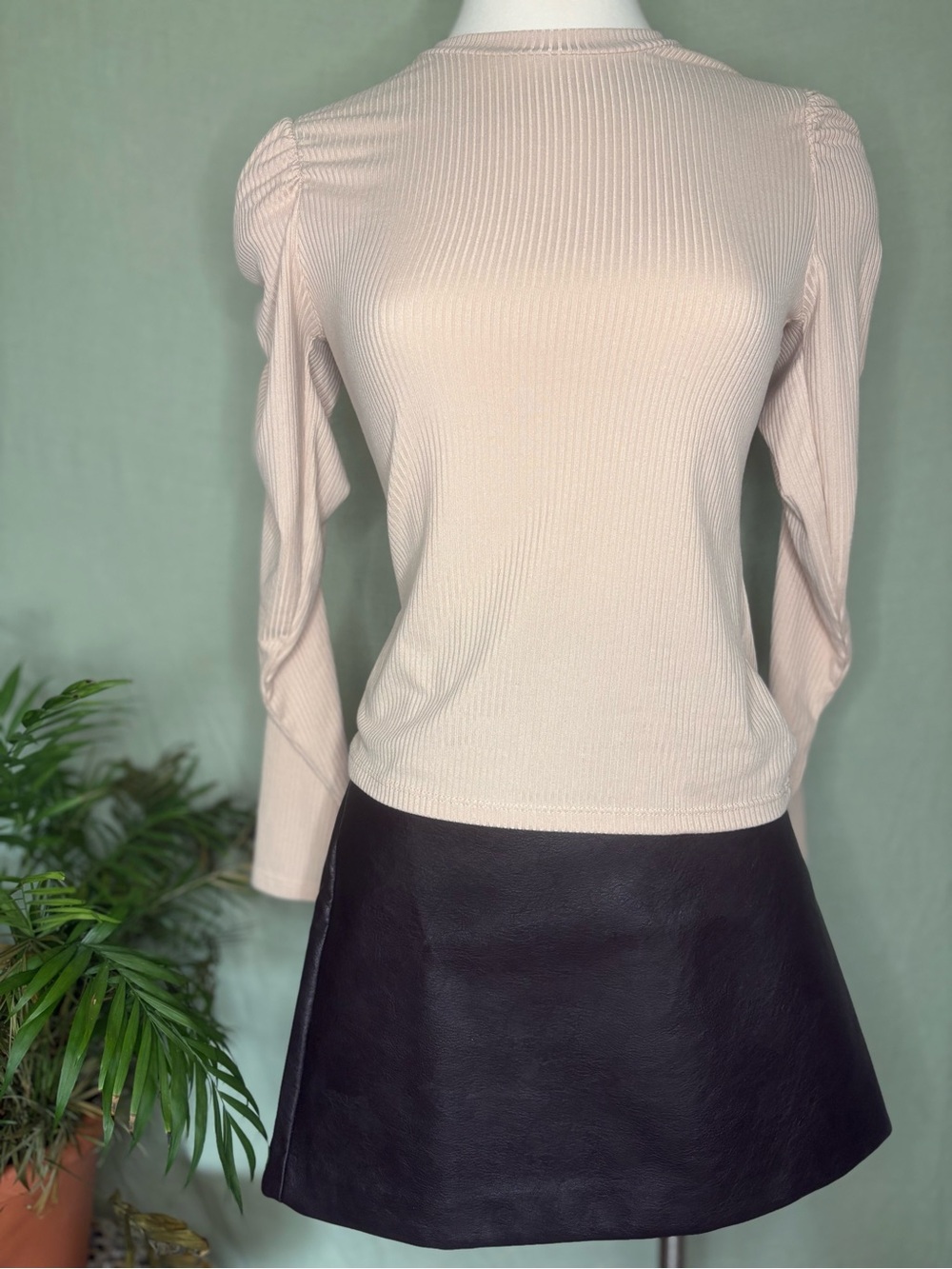 Ribbed TShirt Puff Shoulder Detailing #balletcore #cottagecore #coquette
